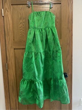 Elliatt Vibrant Green Textured Maxi Dress - Medium